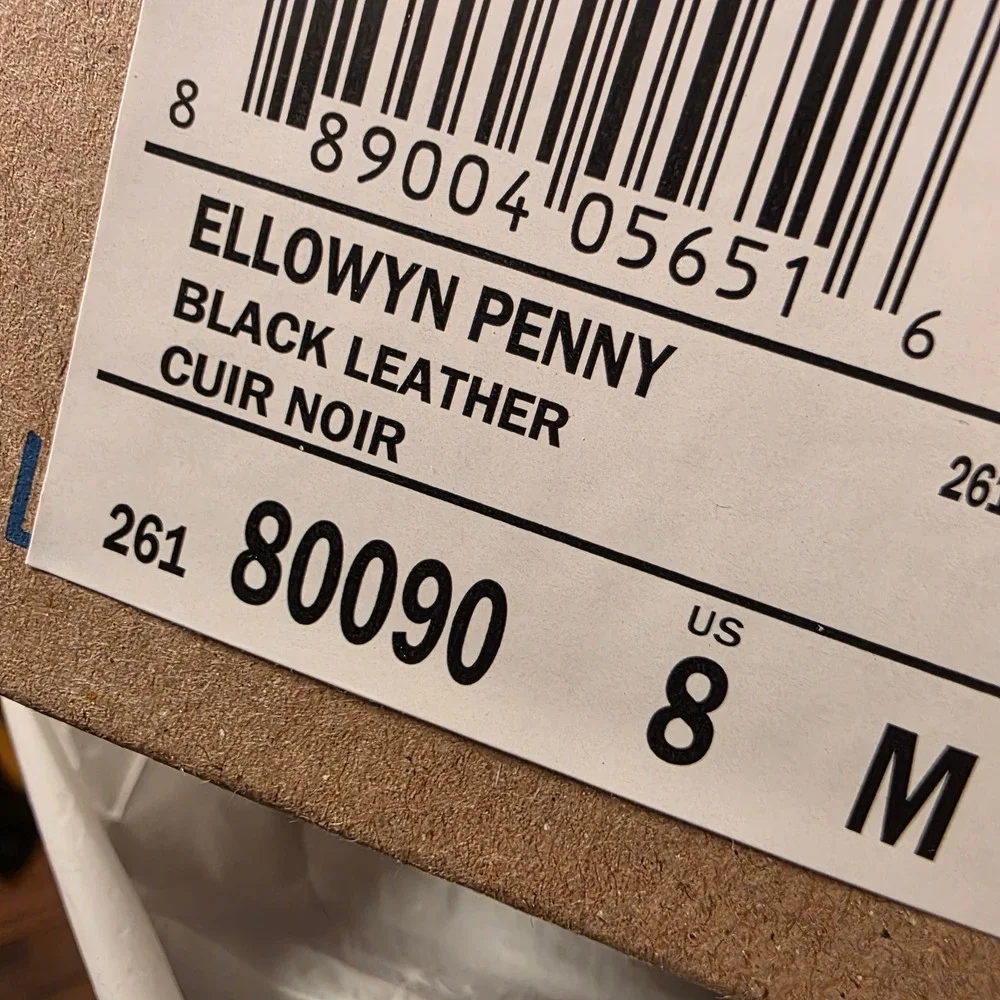 Clarks Ellowyn Penny Black Leather Plaid Wedge Loafers Womens 8 M 26180090